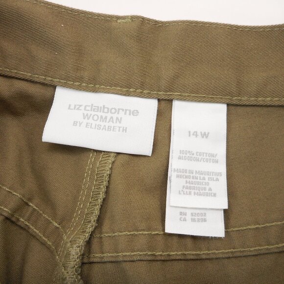 NWT Liz Claiborne Womens Size 14W Cropped Pants Olive Green High Rise Vintage - Picture 6 of 11
